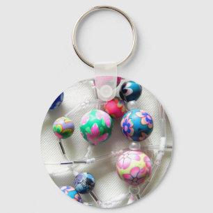 multi coloured beaded necklace nyckelring