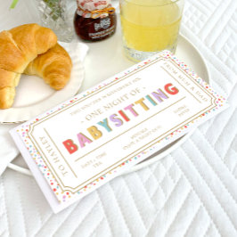 Multi Dot Babysit Gift Voucher-kort Inbjudningar