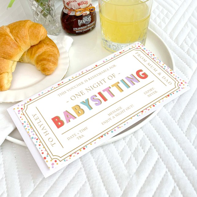 Multi Dot Babysit Gift Voucher-kort Inbjudningar (Skapare uppladdad)