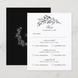 Multi Event Vintage Svart Lövverk Blad RSVP-kort OSA Kort