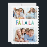 MULTI FAMILY PHOTO fold bright coloror fa la la la Meddelande<br><div class="desc">by kat masard >> WWW.SIMPLYSWEETPAPERIE.COM <<< A toppen roligt card design med citatet "FA LA" i färglös form och söt målad dab mönster på baksidan. Med blanksteg för 3 av dina favoritfoton!</div>