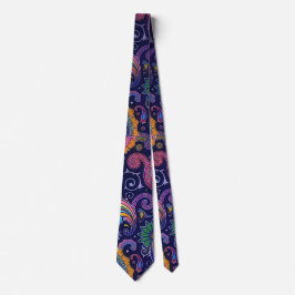 Multi Färg Blur Boho Paisley Neck Tie Slips