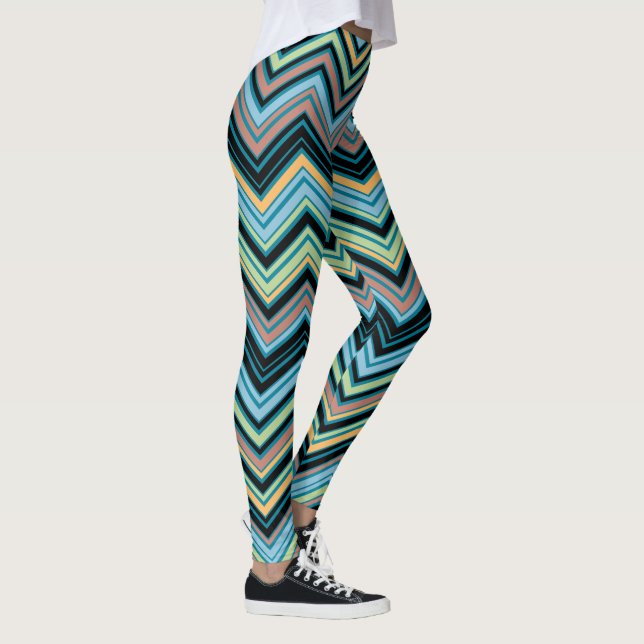 Multi Färg Chevron Mönster Leggings (Höger)