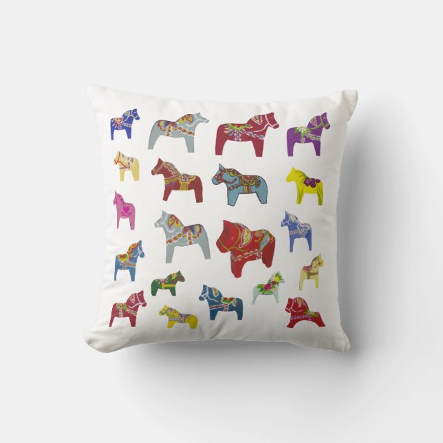 Multi-färg Dala Horse Pillow Kudde (Framsida)