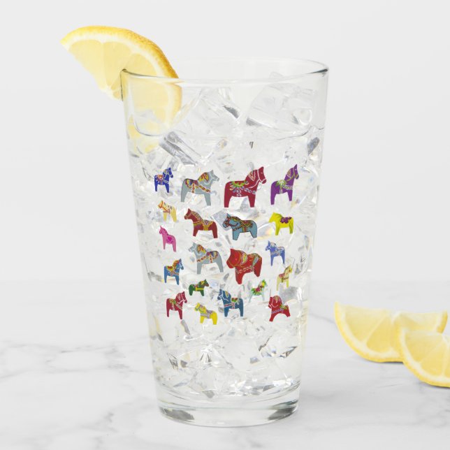 Multi Färg Dala Horses Glaskopp (Framsida Ice)