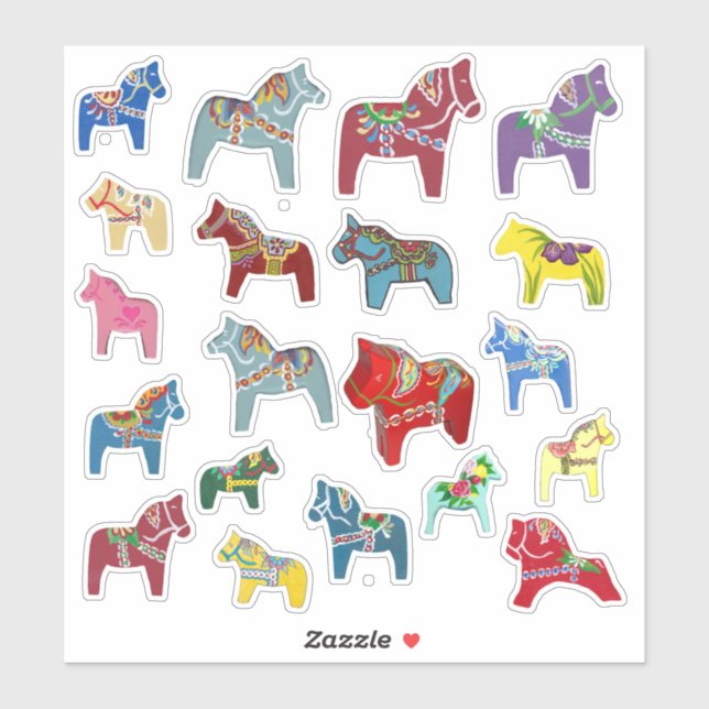 Multi Färg Dala Horses Klistermärken (Ark)