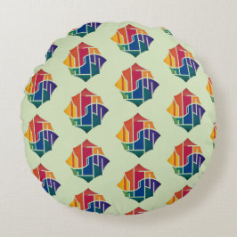 MULTI FÄRG DESIGN RUND KUDDE