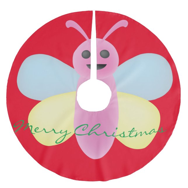 Multi-färg Kawaii Bee Thunder_Cove Julgransmatta Borstad Polyester (Framsidan)