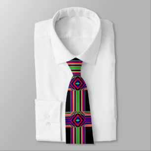 Multi Färg Neon Rand och Diamond Necktie Slips