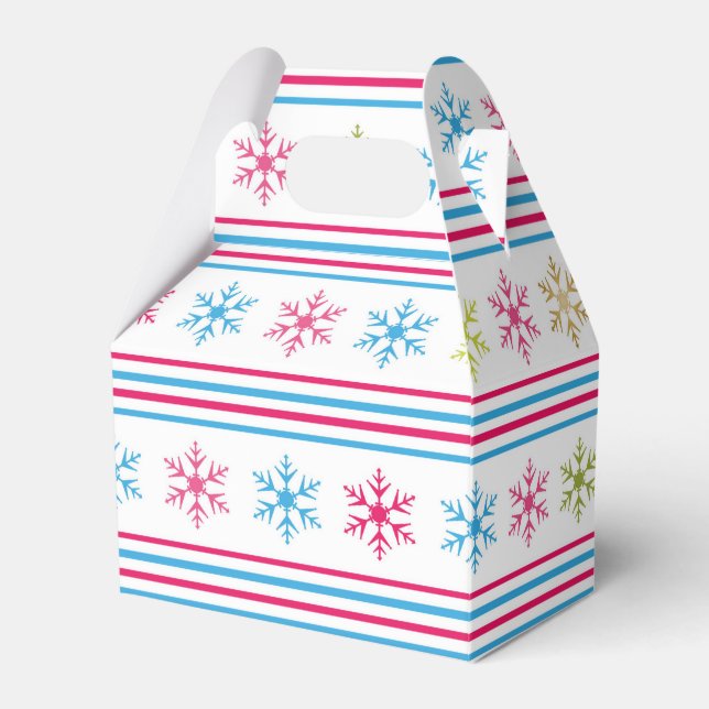 Multi Färg Snöflingor Presentaskar (Framsidan Sidan)