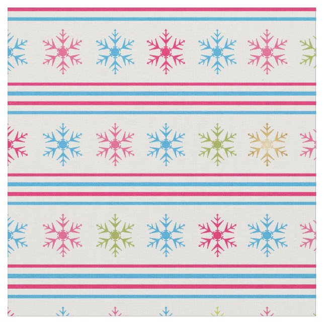 Multi Färg Snöflingor Tyg (Närbild)