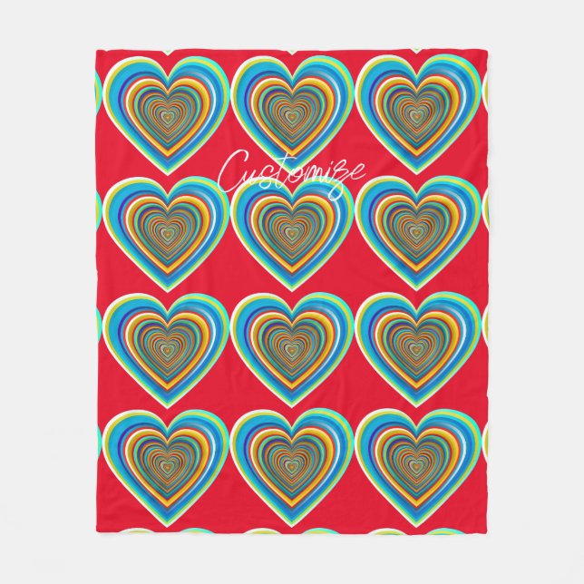 Multi-färg Valentine Heart Thunder_Cove Fleecefilt (Framsidan)