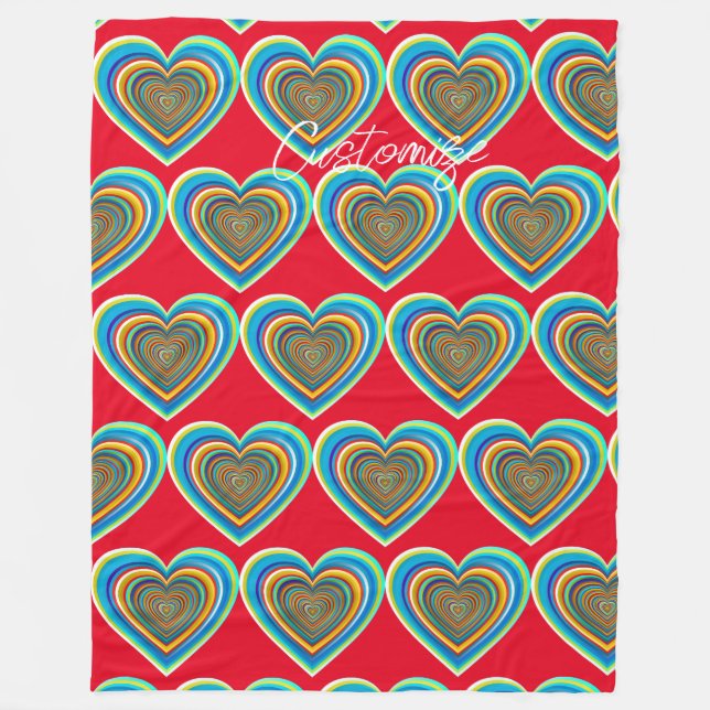 Multi-färg Valentine Heart Thunder_Cove Fleecefilt (Framsidan)