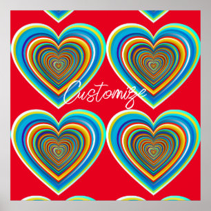 Multi-färg Valentine Heart Thunder_Cove Poster