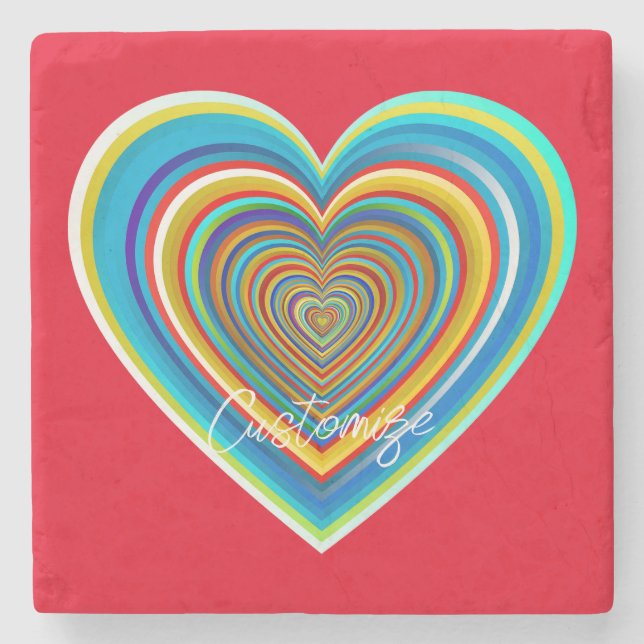 Multi-färg Valentine Heart Thunder_Cove Stenunderlägg (Framsidan)
