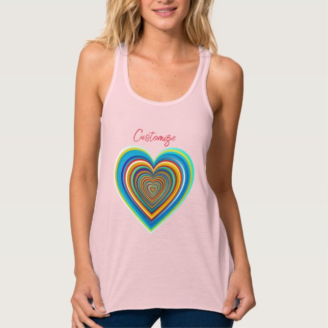 Multi-färg Valentine Heart Thunder_Cove T-Shirt Linne Med Racerback (Framsida)
