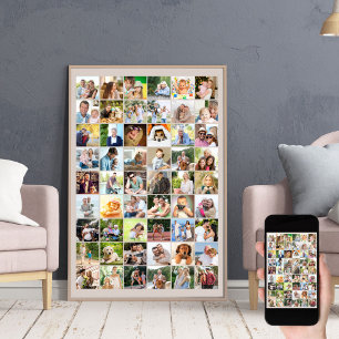 Multi Foto 54 Bildrutnät Kolla Beige Affisch