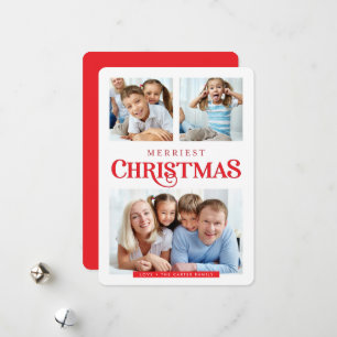MULTI FOTO enkel modern Glad jul röd Julkort
