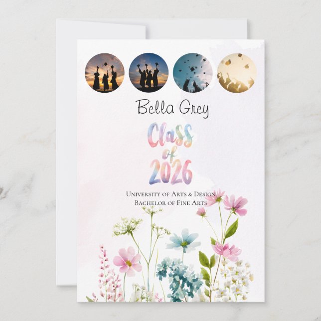 Multi Foto Klass 2026 Examen Meddelande Inbjudningar (Framsida)