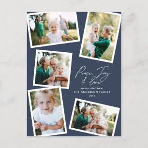 Multi foto modern elegant skrivstil marinblå fest helg vykort