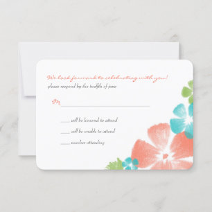 Multi Papaya Watercolor Blommor Bröllop RSVP OSA Kort