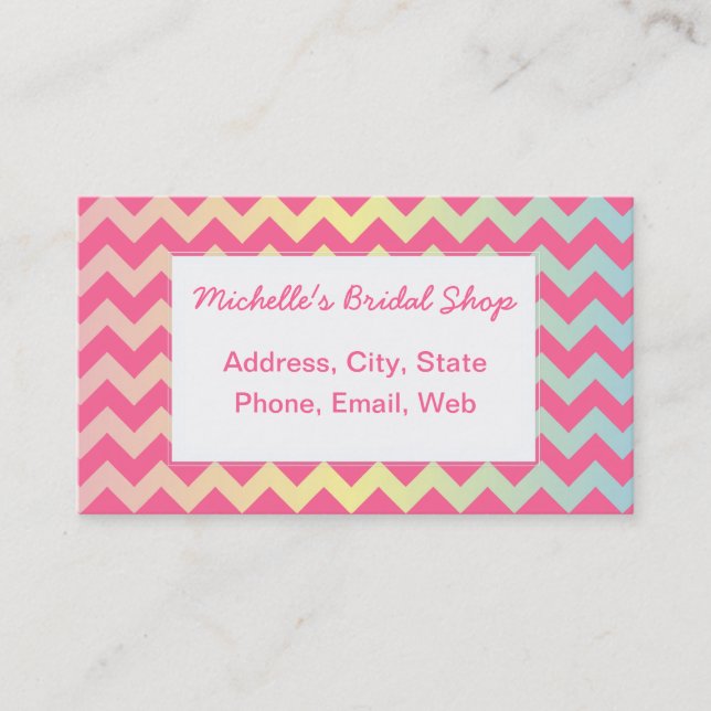 Multi Pastel Chevron Mönster Visitkort (Framsida)