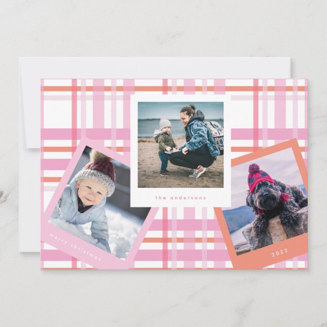 Multi Photo Booth Ram | Gingham God jul Julkort (Framsida)