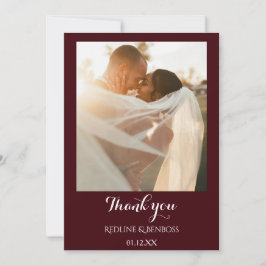 Multi photo Burgundy Wedding   Flat Thank You Card Tack Kort