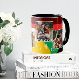 Multi Photo Collage Heart-skriptkaffe för familj Mugg