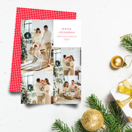 Multi Photo Collage Red Polka dots Retro-jul Julkort