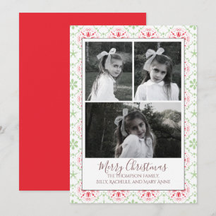 Multi Photo Elegant Nordic Snowflake Classic Julkort