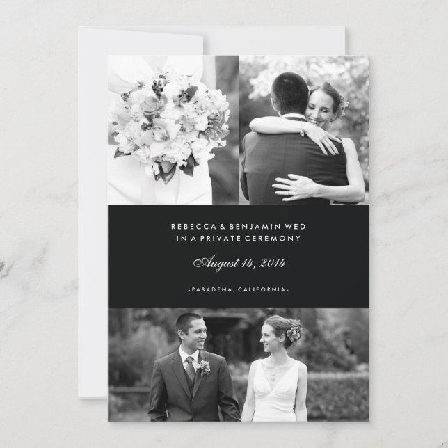 Multi Photo Giftermål-meddelande i svartvitt Meddelande (Framsida)