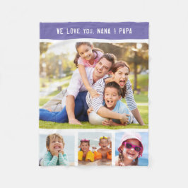 Multi Photo-Lila för Family Grandföräldrar Day Fleecefilt