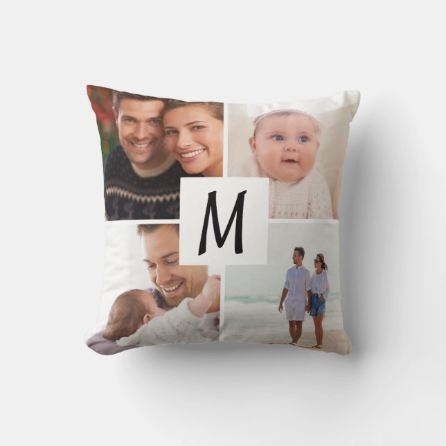 Multi Photo Monogram för familjen Kudde (Framsida)