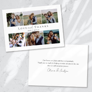Multi Photo Script Kärlek och tack Bröllop Photo Kort