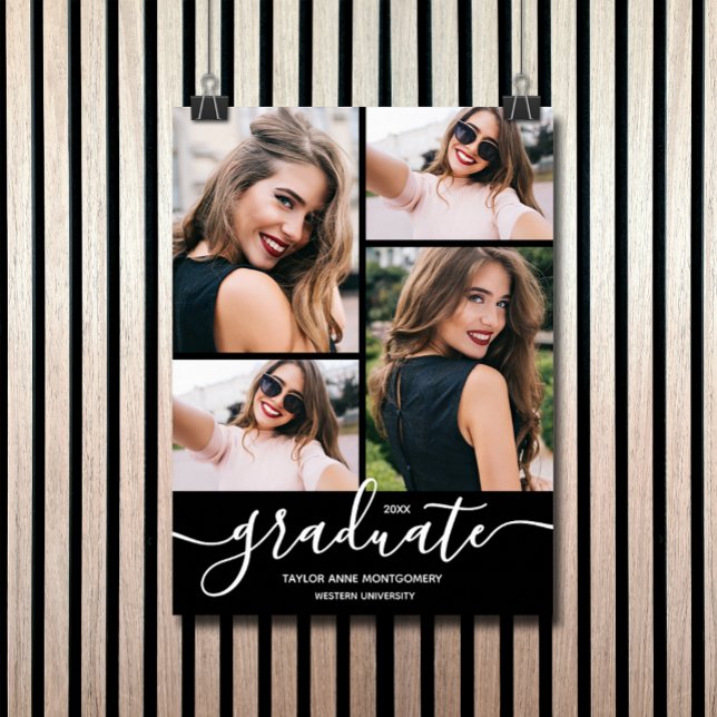 Multi Photo Studentfest Poster (Four photos on black graduation party poster - PRINTED and/or INSTANT DOWNLOAD)