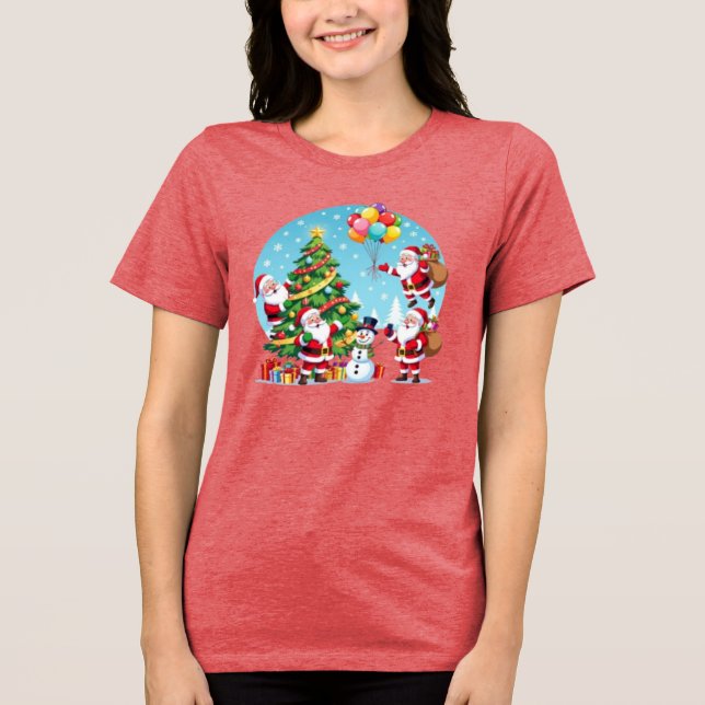 **“Multi-Santa Christmas Fun – 3D Cartoon Transpar T Shirt (Framsida)