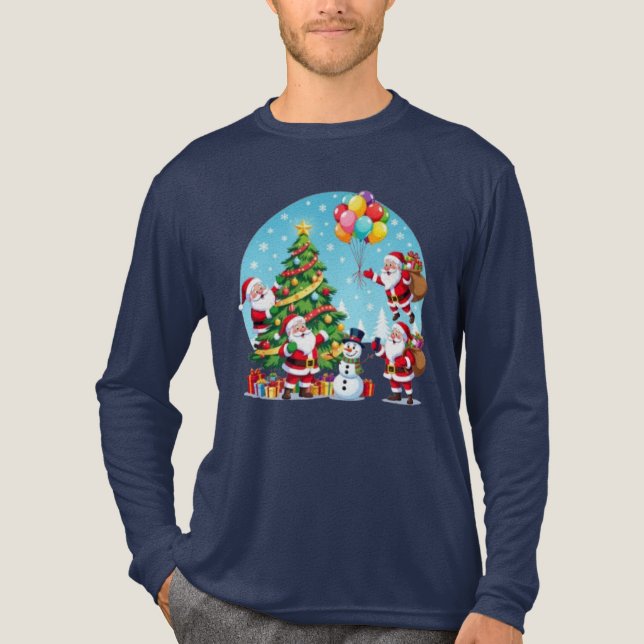 **“Multi-Santa Christmas Fun – 3D Cartoon Transpar T Shirt (Framsida)