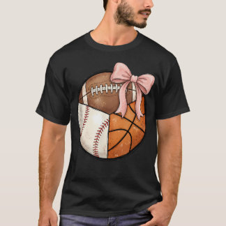Multi Sport Boll Rosa Slöja Baseboll Fotboll T Shirt