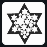 Multi Stars Star of David Fyrkantigt Klistermärke<br><div class="desc">David svarta stjärna med många vita stjärnor i mitten.</div>