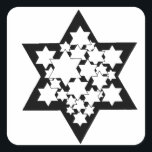 Multi Stars Star of David Fyrkantigt Klistermärke<br><div class="desc">David svarta stjärna med många vita stjärnor i mitten.</div>