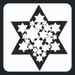 Multi Stars Star of David Fyrkantigt Klistermärke<br><div class="desc">David svarta stjärna med många vita stjärnor i mitten.</div>