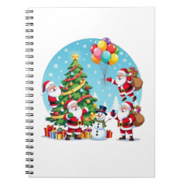 **“Multi-Tomte Julglädje – 3D Tecknad Transparent Anteckningsbok