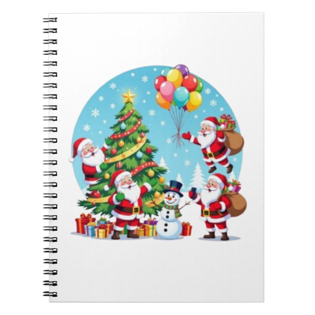 **“Multi-Tomte Julglädje – 3D Tecknad Transparent Anteckningsbok (Framsidan)