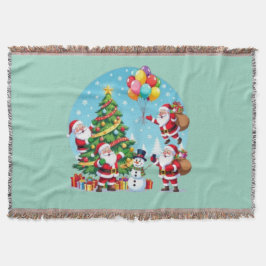 **“Multi-Tomte Julglädje – 3D Tecknad Transparent Filt