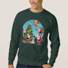 **“Multi-Tomte Julglädje – 3D Tecknad Transparent Lång Ärmad Tröja