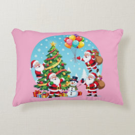 **“Multi-Tomte Julglädje – 3D Tecknad Transparent Prydnadskudde