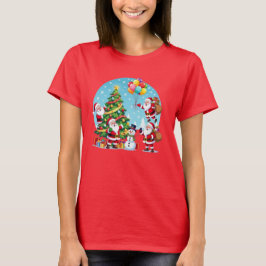 **“Multi-Tomte Julglädje – 3D Tecknad Transparent T Shirt
