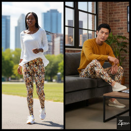 Multi-Tone Crowded Dog Face Mix Pattern Leggings