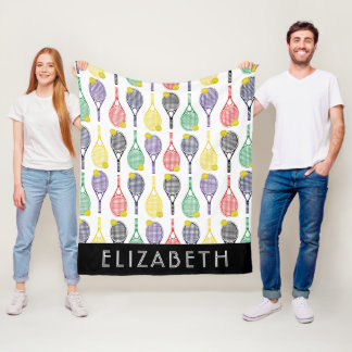 Multi| White Tennis Personlig Namn eller Monogram Fleecefilt